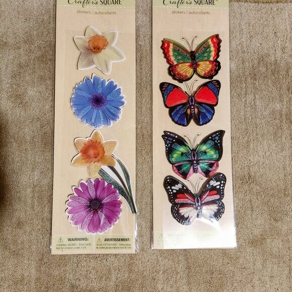 x2 Crafter's Square Stickers Autocollant Butterflies & Flowers Large Bundle lot - Picture 10 of 16